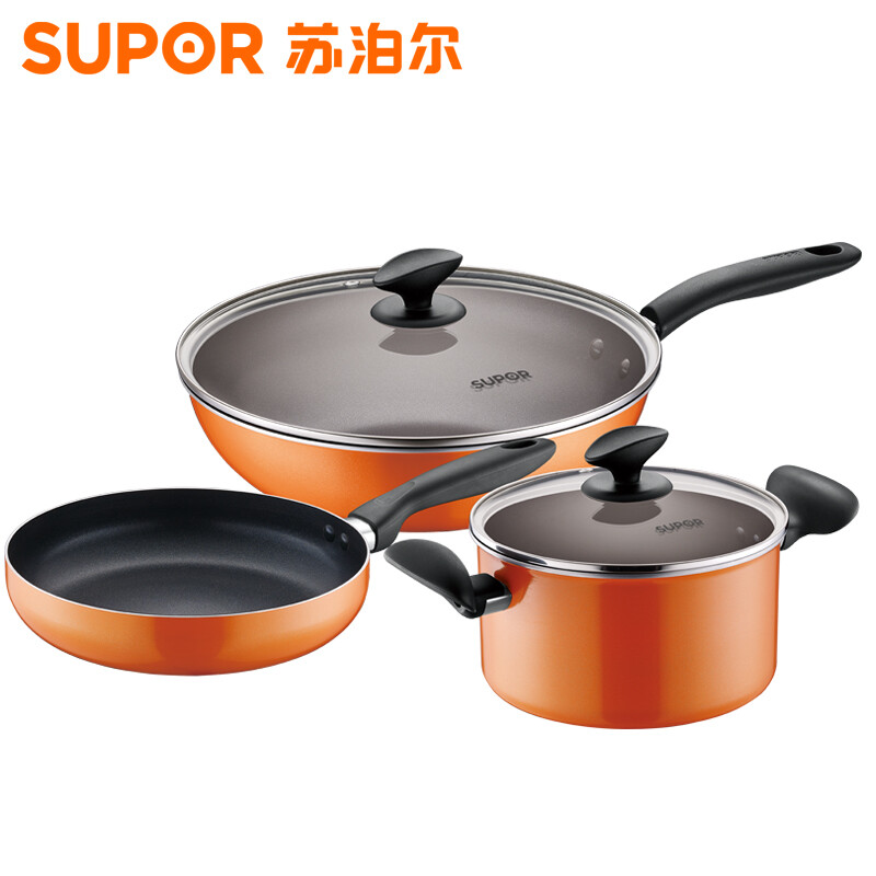 SUPOR pot set, wok, soup pot, frying pan, spatula, six-piece set, six-piece knife set, seven-piece set, seventeen-piece set (with pressure cooker)