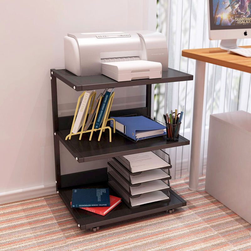 Original Sound Printer Shelf Desktop Microwave Oven Office Original Sound Printer Shelf Desktop Microwave Oven Office Water Rack Finishing Storage Copier Bracket Removable Three Layer Black