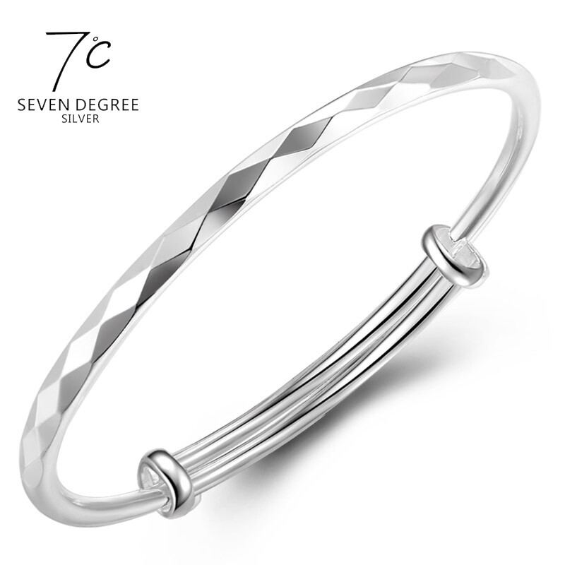 Seven Degree Silver Jewelry Bracelet Female Fashion Car Seven Degree Silver Jewelry Bracelet Female Fashion Car Flower Glossy Solid 999 Pure Send Friend Wife With