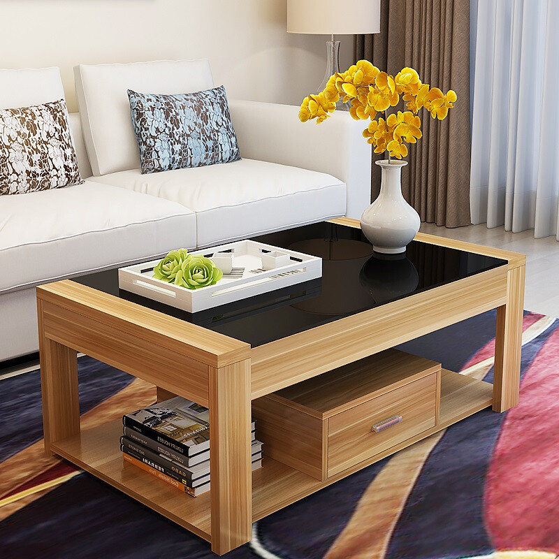 Paden Simple Modern Tempered Gl Coffee Table New Small Paden Simple Modern Tempered Gl Coffee Table New Small Apartment Creative Rectangular Tea One Meter Light Walnut Color Black Embly