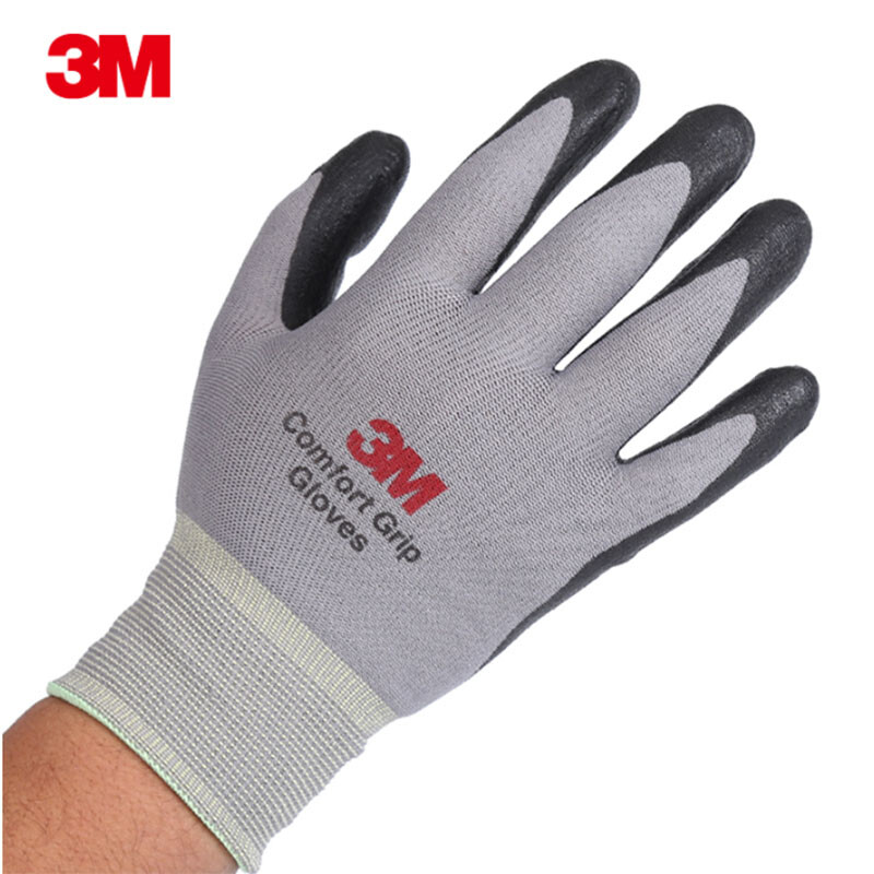 3M gloves for auto repair, comfortable non-slip/wear-resistant/oil-resistant/labor-proof/nitrile palm dipped gloves, highly breathable gray XL