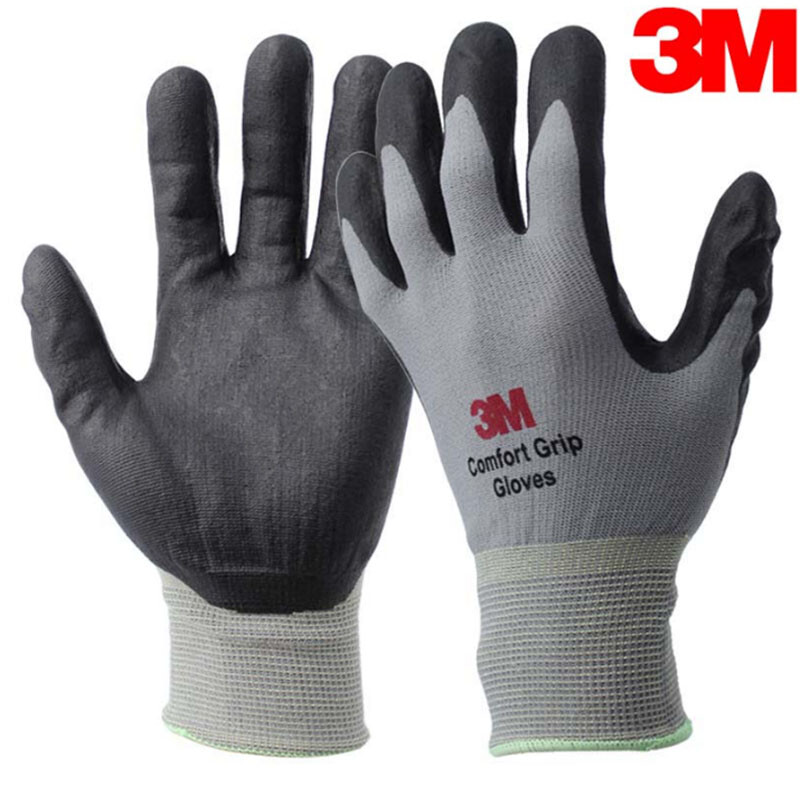 3M gloves for auto repair, comfortable non-slip/wear-resistant/oil-resistant/labor-proof/nitrile palm dipped gloves, highly breathable gray XL
