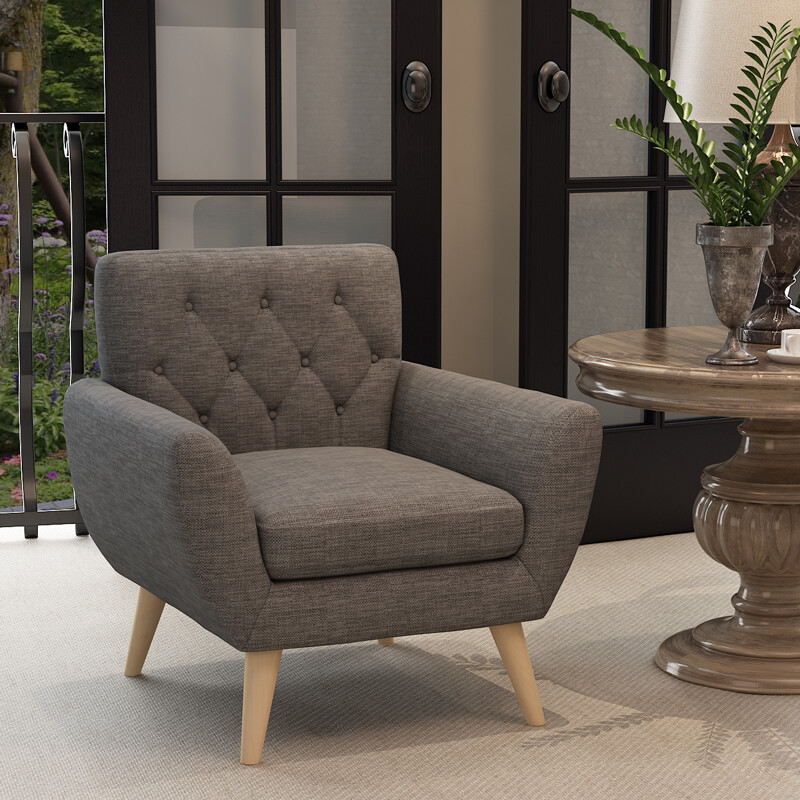 Jiachang Sofa Modern Minimalist Living Room Small Jiachang Sofa Modern Minimalist Living Room Small Apartment Single Bedroom Office Solid Wood Fabric Chair Grey Size