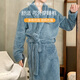 
Langsha pajamas men's autumn and winter flannel thickened lengthy nightgown with velvet warm bathrobe household clothing light gray 3XL