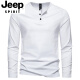Jeep Spirit Spring und Sommer Herren reines Baumwoll Henry Kragen Langarm T-Shirt Jugend Europäer und Amerikaner Einfache Stretch Slim Slim Visual Basis Hemd Dunkelgrau L [130-140jin [Jin gleich 0,5 kg]]