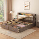
Yu Feiqi Nordic multi-function soft solid wood double bed modern simple high box night light storage charging wedding bed 9901# single bed [with light with socket] 1.8*2.0m (frame with tail withdrawal)