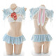 Jiuai (jiuai) sexy pyjamas einteilige Frauen extreme Verführung Anzug Maid Outfit Hosenträger Perspektive Spitzenrollenstrümpfe Spaß 7011 Drei-Punkte-Kuhanzug
