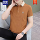 Romon (Romon) 2025 Sommer neuer Stil Perlenboden Baumwoll Mode Ice Seide Mode Marke Lapel Polo. Shirt Herren-Kurzärärmel-T-Shirt Top 724# Brown Red 3XL (Empfohlen 155-170jin [Jin ist gleich 0,5 kg])