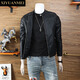 Nishihara Mei Fashion European Stand Collar Leather Jacket Men's 2025 Autumn New Slim Youth Leather Casual Jacket Black L
