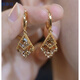 Techima's high-end temperament zircon rhombus earrings for female Internet celebrities, fashionable face-shaping earrings for girlfriend on Chinese Valentine's Day, golden earrings