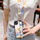 Disney authorized Apple 13 mobile phone case ProMax summer slant strap strap lanyard shell iPhone 13 mini cartoon oil painting men and women Apple 13 [antique white oil painting Mickey] + lanyard