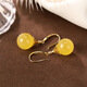 Chengyuanxiang CREORISETINS925 sterling silver gold-plated natural amber beeswax bead earrings, light and luxurious ladies' earrings, beeswax pair