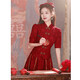 Saidele New Chinese Toast Anzug Braut Burgund Cheongsam modifiziert einfacher XiUhe-Anzug mit mittlerer Aderung Hochzeitskleid Verlobungskleid Burgund M (Empfohlen 96-105 Jin [Jin ist gleich 0,5 kg])