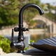 Jenvia Outdoor Courtyard Faucet Anti-Freeze Einkaltes Waschbecken Marmor Stein Basin Villa Outdoor Anti-Freez-Riss Kupferarmatur [Schwarz 9708 Einzelkaltmodell mit Wasserteiler]