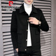 Pierre Cardin doppelseitige Wolljacke koreanischer Stil für Männer im koreanischen Stil für Männer im koreanischen Stil, der gelegentliche Kurzwollmantel Trendy Windbreaker Workwear Girl Jacket Top [Vatertagsgeschenk] 8816 Gray M.
