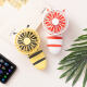 MINISO mini deformable small fan rechargeable desktop handheld two-in-one silent office desktop student dormitory portable cute creative (bee)