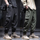Xuan Laiya zipper workwear casual pants for men spring and summer thin stretch loose large size men Harun casual charge long pants for men black 2XL