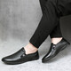 Kechimon Light Luxury Brand de pomme de compagnie pour hommes pour l'orteil masculin Lady Cowhide Light Light Confortable Breatch Lazy Shoes Business and Casual 11973 Noir Edition régulière 37