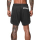 Daidai (DAIAI) men's double-layer swimming trunks, beach trunks, running fitness shorts, sports casual pants, quick-drying, anti-exposure, embarrassing swimsuit for men, plus fat, loose, hot spring black XXL (height 170-185, weight 150-175Jin [Jin is equal to 0.5 kg], )