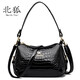 
North Fox Mom Handbag Bag Women's Large Capacity New Crocodile Pattern Patent Leather Women's Bag Middle-aged Women's Leather Bag One-Shoulder Crossbody Bag zw9922 Blue