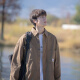 迪伽达 衬衫男士外套春夏季新款斜纹抗皱文艺风工装宽松休闲衬衣女 WXFFS-C71棕色 XL