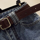 Jeans de Fanqu para pantalones de nueve puntos para mujeres para pantalones de zanahoria desgarrados de verano tubos de humo suelto retro con patas rectas de patas rectas azul 826 L Recomendado 110-120Jin [Jin equivale a 0,5 kg]