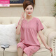 莫代尔中年妈妈睡衣女夏季纯棉短袖七分裤中老年人加大码薄款套装家居服 t3937 M (80-100斤)