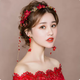 Rong Xia toasting dress, simple and atmospheric red Chinese style bridal headband, simple and high-end bespoke wedding dress, hair accessories for women, headdress + ear hooks