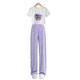 
Youyou 1 point girls summer suit children fashionable new short-sleeved pants big children girl summer wide-leg casual 15009 purple + 9922 white 160cm