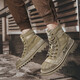 Jeep Martin bottise le printemps et l'automne masculin Nouvelle toile respirante britannique bottes de travail occasionnelles High-top War Boots War Boots Khaki (Code sportif) 42