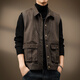 Romon Vest Men's American American Spring New Loose Versatile Fashion and Retro Workworks Cotton Jacket Men's Top Khaki XL adapté à 140-160jin [Jin est égal à 0,5 kg]