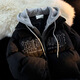 Moon sleeve oversize letter embroidery fake two-piece cotton coat for men and women winter loose ins sweet and cool style street jacket trendy pink [thickened] high quality S size recommended weight 80-95Jin [Jin equals 0.5 kg]