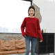 BUBBLE ORANGE parent-child autumn and winter sweater red festive New Year and Spring Festival sweater for a family of three and four to take photos as a family outfit burgundy family outfit L size for parents (recommended height 165-175cm)