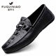 Fugui Bird Men's Shoes Summer Toe Cowhide Casual Casual Crocodile Patter