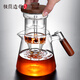 Minimalist Large Glass Tea Maker Electric Ceramic Stove Surrounded Furnace Steaming Integrated Teapot Tea Water Separation and Filtration Household Tea Set 900mL Single Pot Wooden Lid Steaming Double Bile