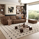 
Gu Jia Home (KUKA) large black cow sofa retro top layer cowhide sofa living room large seat 1283 [brown brown brown] three-person seat