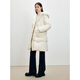 PeaceBird Women's Fox Fur Collar Mid-Longgent Down Down Down para mujer Botón de pan de cuerno cálido suave con capucha de mujer Beige M