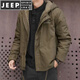 JEEP SPIRIT羊羔绒外套男短款宽松保暖连帽工装棉服休闲冬季加绒加厚棉衣夹克 卡其色【高品质】 XL 建议【130-150斤】
