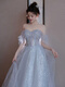 Ayub Evening Dress Feminine Banquet Temperament Light Luxury Art Exam Host Ceremony Birthday Light Blue Long Style m