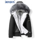 KAISER Men's Parka Short Fur Jacket Hooded Mink Mink Coat Men's Nike Cross Mink Imported Cross Mink Khaki Silver Blue Mink Liner 3XL