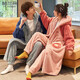 Palando Coral Fleece Couple Pajamas for Women in Autumn and Winter Long Sleeve Bathrobe Extended Men's Pajamas for Couples Can We Wear Home Suit Winter 9913 Women's XL Size