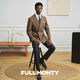FULL MONTY【Marzotto面料】羊毛西服外套男士千鸟格双排扣西装商务单西 棕色20006 52