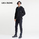 Lucadilong [Wolle + Mulberry Seide] Klassischer Stil personalisierter Modemuster gedruckter Taschenmänner Wolljacke Männer schwarz l 50