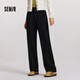 Semir shopping mall same style casual pants for women plus velvet trousers simple winter 2024 imitation wool wide leg pants 101724127016A