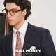 FULL MONTY【VBC面料】羊毛西服外套法兰绒千鸟格商务单西男士西装 藏青色3335 42