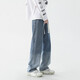 Foss Phil Jeans Summer Hole Loose Work American pantalones Trendy Brand High Street Retro de pierna ancha Men SS-5009 Black Grey XL (recomendado 130-150jin [Jin equivale a 0.5 kg])