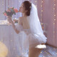 Pang Donglai's same style wedding dress as Pei Jiao focuses on high quality, the bride is hot on the bed, white wedding dress, veil + suspender skirt + armbands*2+