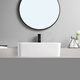 Inviil SEMI-EMBEDDED WASH BASIN Céramique de salle de bain COMPTENDRE SALLE SALLE SALLE SMAL SMAL SMALON LAVE BOURIEUR BOURIEUR BASIN SEMI-HUNG UN STYLE BASIN SEMI-HUNG 4837 (avec des trous de trop-plein) + Black Pull-Pull Rotating Faucet (Note blanche)