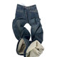 Fengfeng plus velvet jeans for women in autumn and winter new women's clothing straight floor casual draping feeling women's wide-leg pants for women 679 blue and gray [added velvet thickened] plus velvet S recommended 80-95 Jin [Jin equals 0.5 kg] to wear