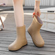 Xili Internet celebrity fashion rain boots for women new mid-tube waterproof shoes plus velvet non-slip soft sole rain boots for adults lightweight rubber shoes Khaki 38 37-38 size